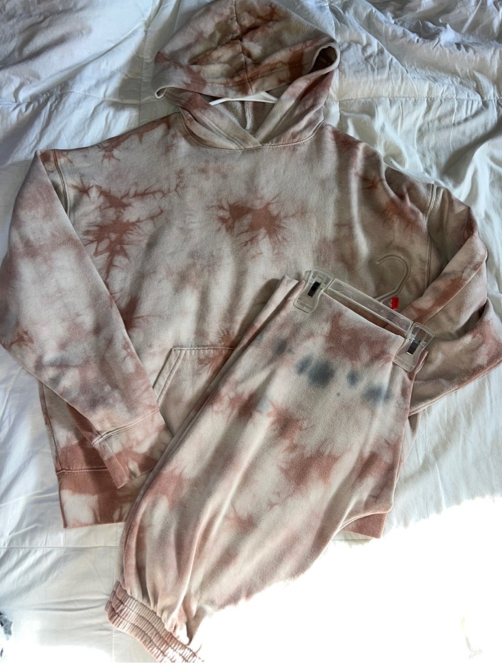 PINK brand Tie-Dye Hooded Pajama Set - Pink Beige